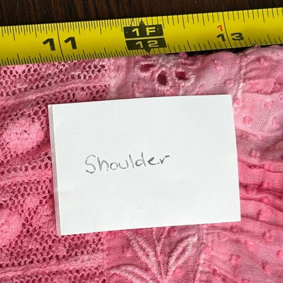 Love Shack Fancy Pink Boho Swiss Dot Eyelet Cotton Bronte XS - Picture 7 of 9